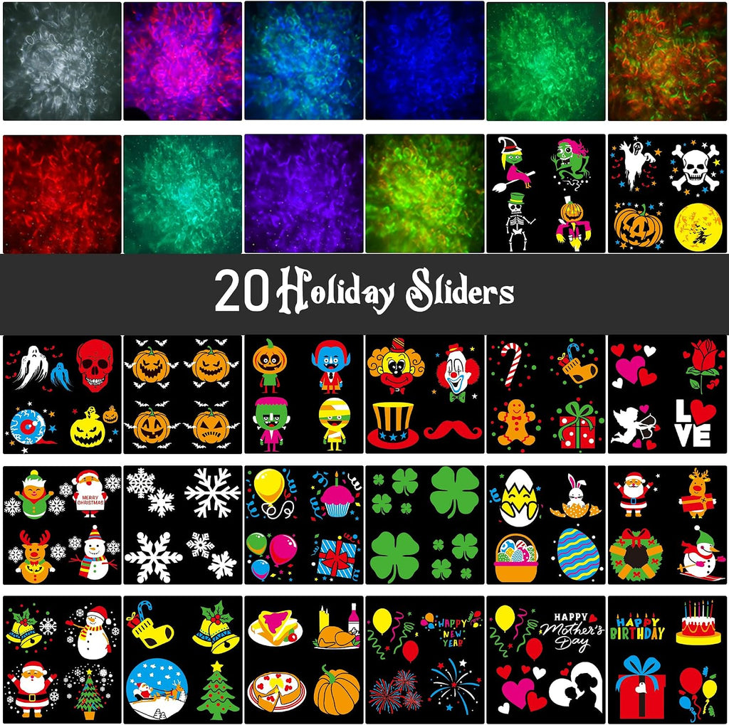 COOLWUFAN 2-in-1 Halloween Christmas Projector Lights Outdoor 20 Slides