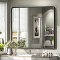 40x36 Inch Black Metal Framed Bathroom Mirror