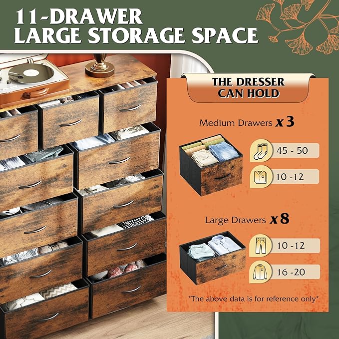 WLIVE Tall Dresser for Bedroom, Fabric Dressers Storage Tower, Dresser & Chest