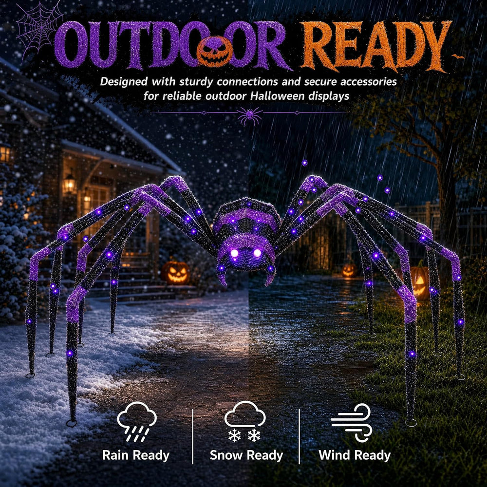 6.8 FT Giant Spider Halloween Decorations, 128 LED Light Up Spider