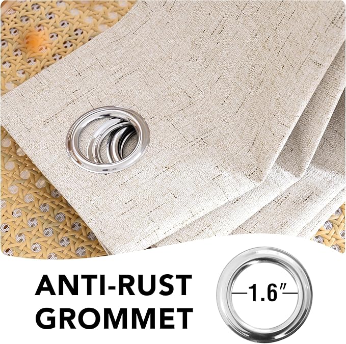 H.VERSAILTEX Linen Blackout Curtains Durable Thick Textured Linen Look 100%