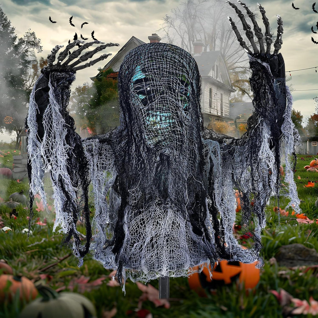 Talking Zombie Groundbreaker Halloween Animatronic with Red Eyes