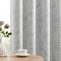 Beauoop Grey Floral Jacquard Blackout Curtains 90 Inches Long 2 Panels