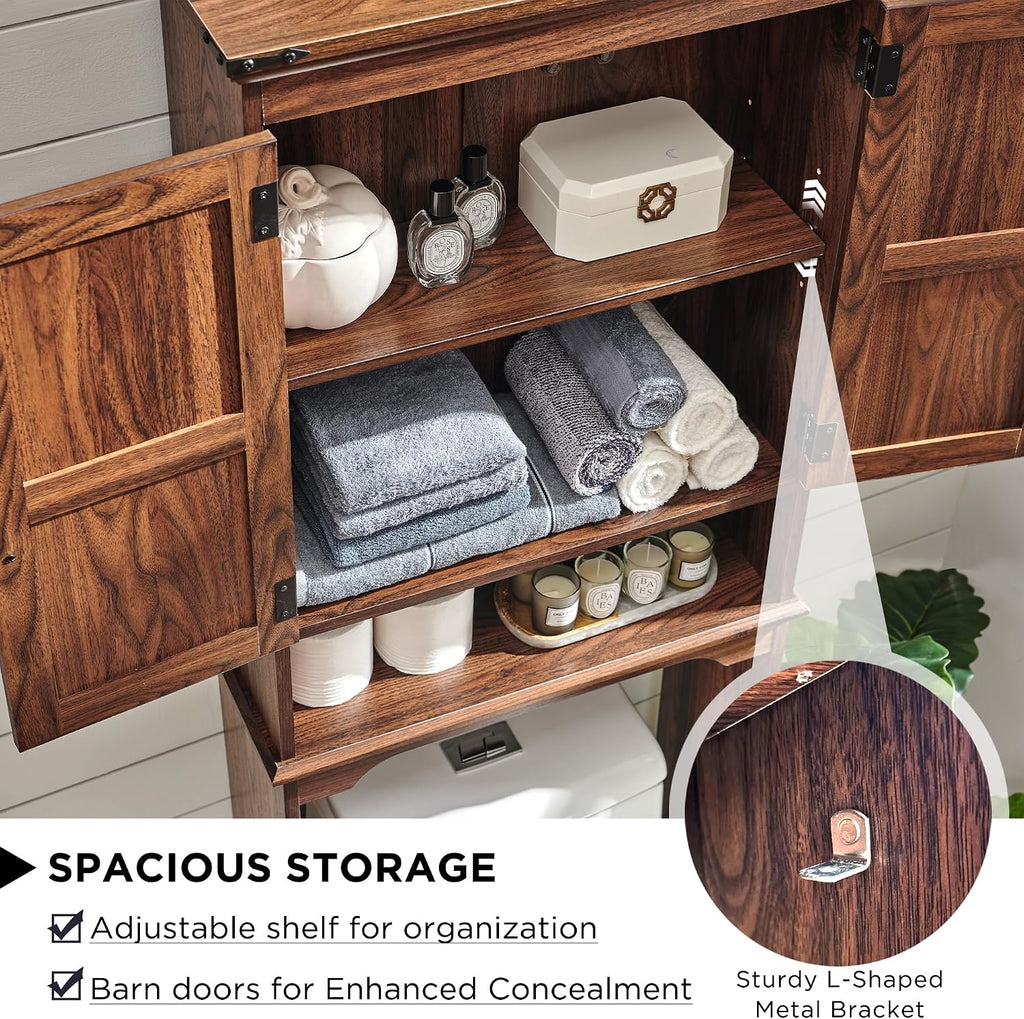 ACCOHOHO 67" Tall Farmhouse Over The Toilet Storage Bathroom Cabinet, Brown