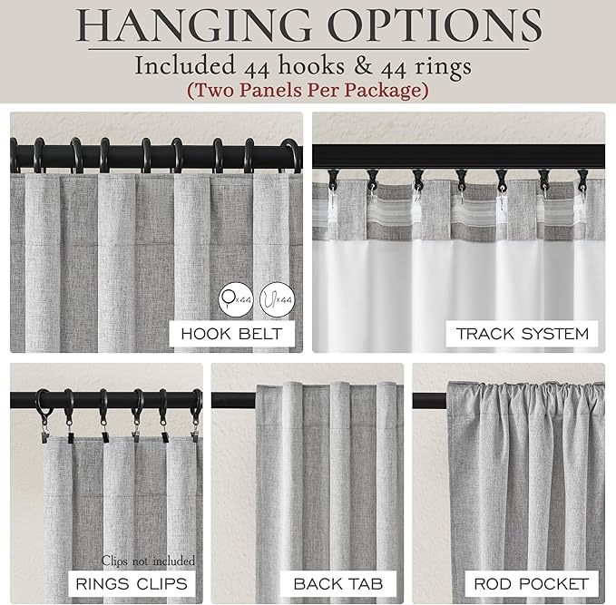 Gray Blackout Curtains 70 Inches Extra Wide Linen Curtains 84 Inch Length