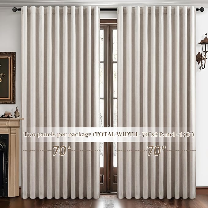 Extra Wide 70 Inch Length Blackout Curtains & Drapes 120 Inches Long 2 Panels