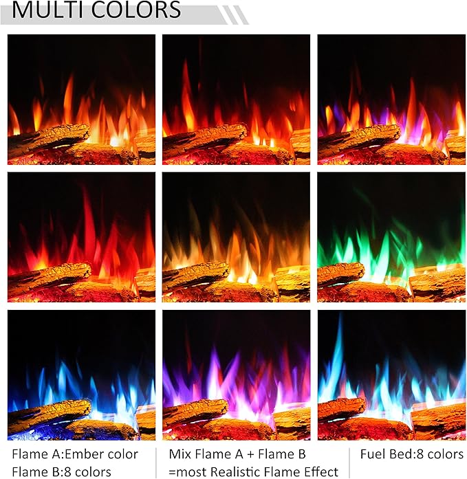 Legend Flame 59" W Smart Build in Electric Fireplace Insert, 1-2-3 Sided View