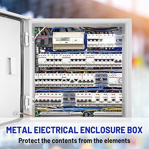 Outdoor Electrical Box 12 x 12 x 8''D NEMA 4X Enclosure Steel Box, Waterproof &