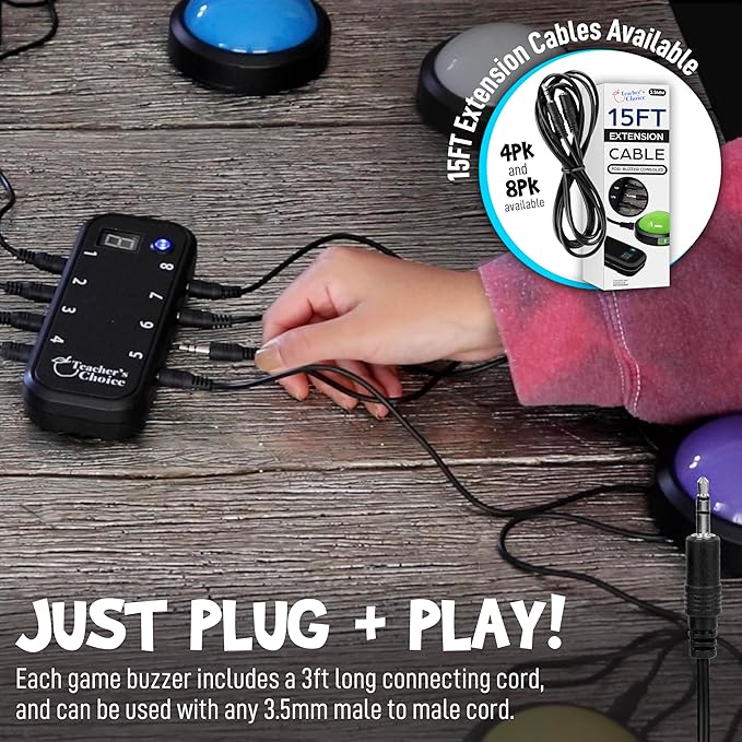 Teacher's Choice Light Up Game Buzzer System, Displays The Winning Player Loud (8 Pack)