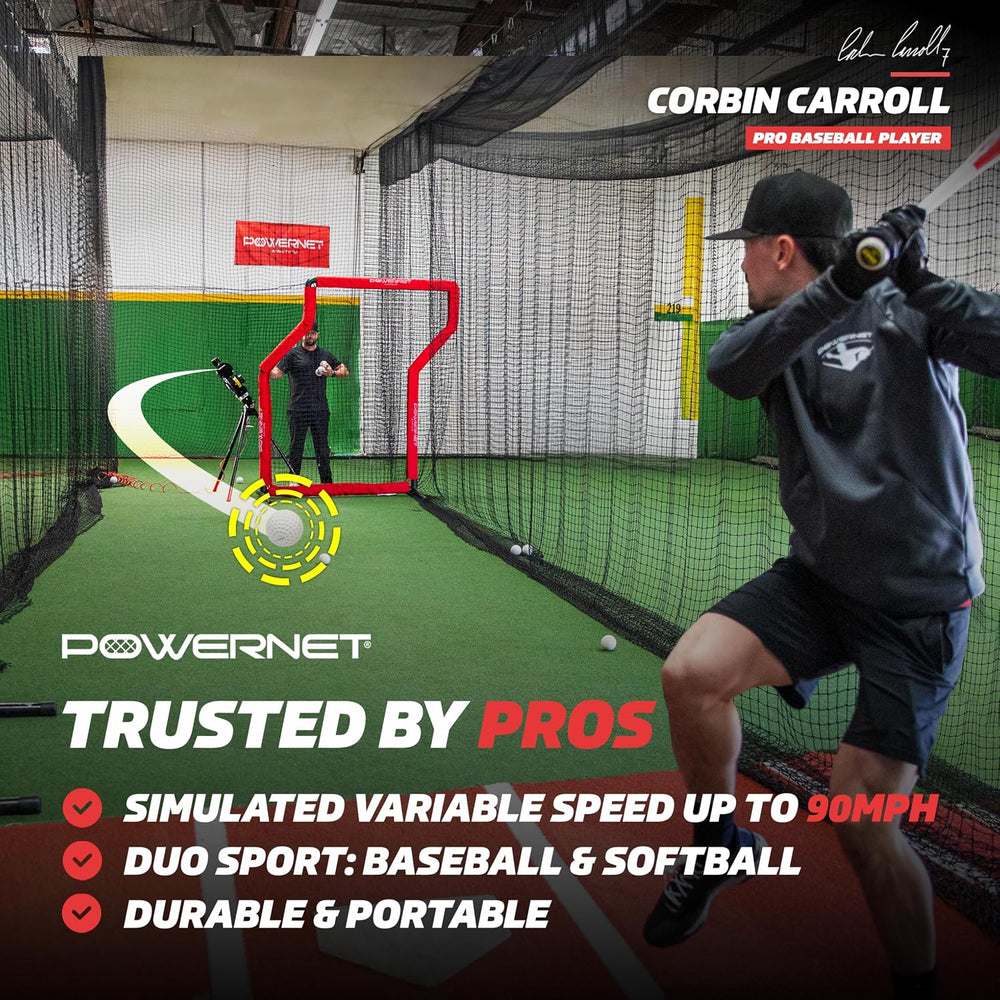 PowerNet Launch F-lite Softball & Baseball Pitching Machine, Dimpled Prac...