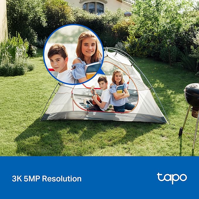 Tapo 3K 5MP Pan/Tilt Indoor/Outdoor Security Camera, Free Person/Vehicle/Baby