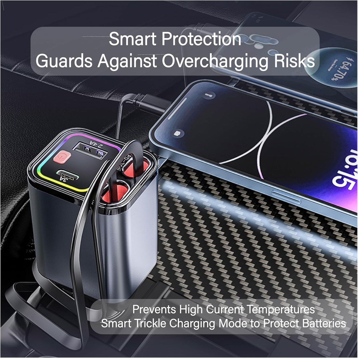 4-in-1 retractable 30w fast car charger, dual usb-c, package contents