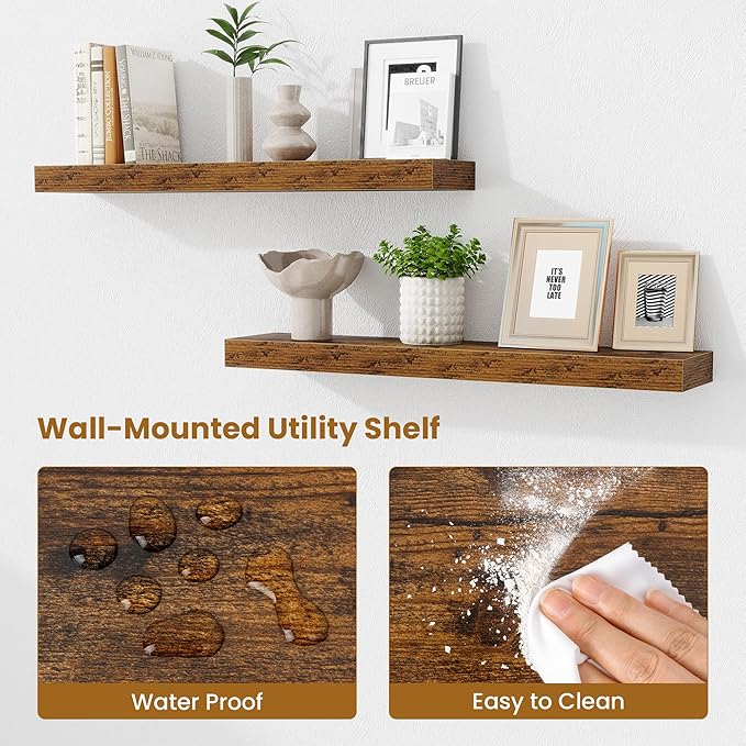 Fun Memories Bathroom Shelves 32 Inch Long Set of 2, Floating Shelves