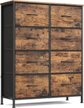 SONGMICS Dresser for Bedroom, Chest of Drawers, 8 Non-Woven Fabric Drawers