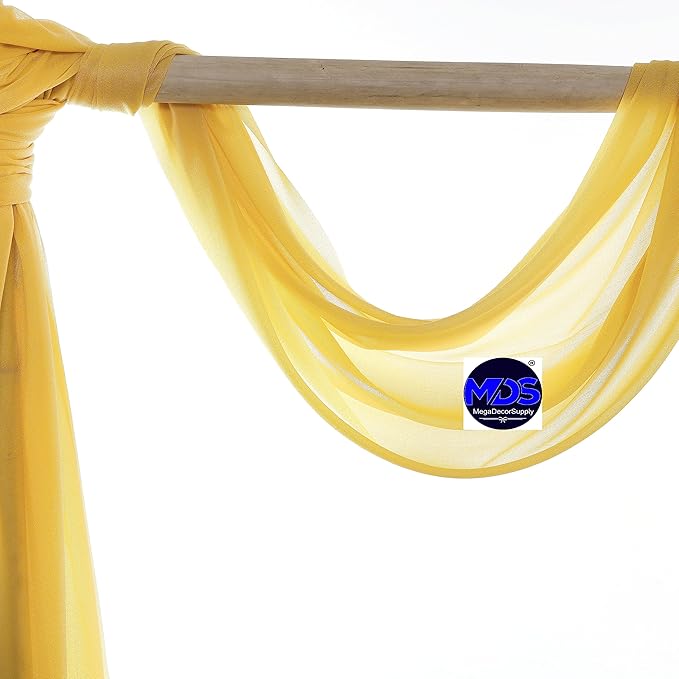 MDS Halloween Chiffon Draping Fabric - 2 Panel, 30" Wide x 30ft Long - Sheer Spooky Arbor & Canopy Drapery for Haunted House Backdrops, Party Ceilings, DIY Costumes & Themed Events - Gold (Pack of 2)