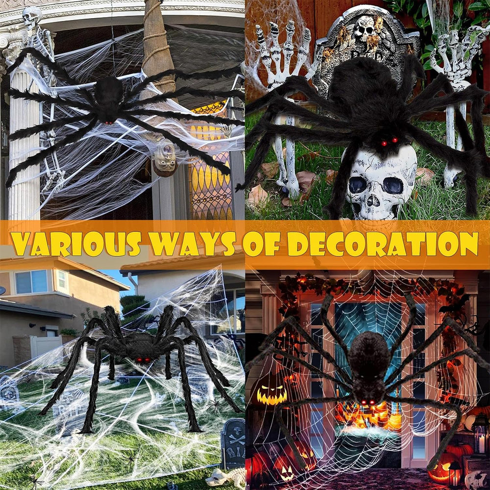 Halloween Giant Spider Web Lights Decorations Outdoor, 16.4Ft 200 LED Lighted...