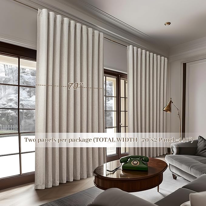 Extra Wide 70 Inch Length Blackout Curtains & Drapes 120 Inches Long 2 Panels
