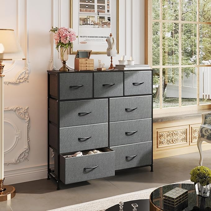 WLIVE 9-Drawer Dresser, Fabric Storage Tower