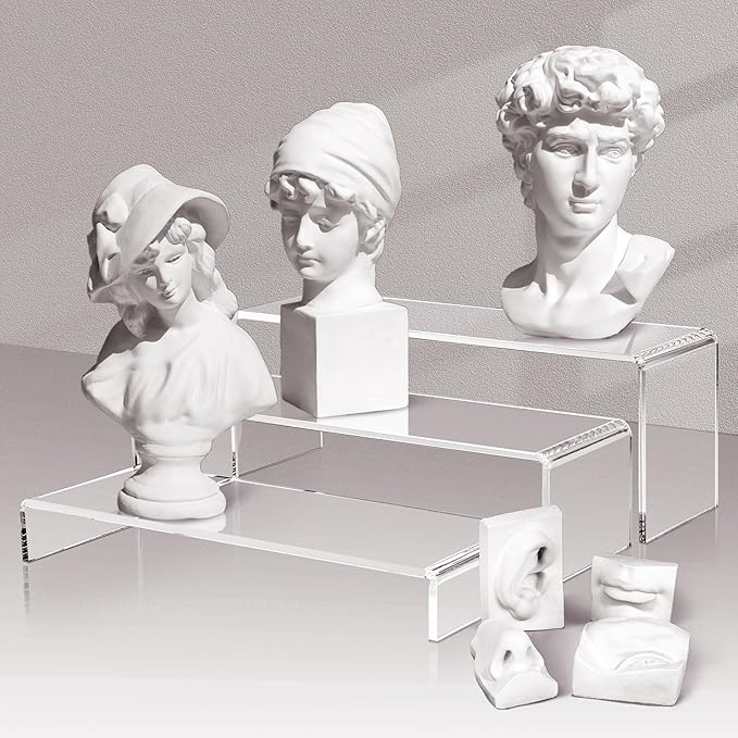 LFTYTUO 2 Set Large Acrylic Clear Display Risers, 3 Sizes 12" Rectangular