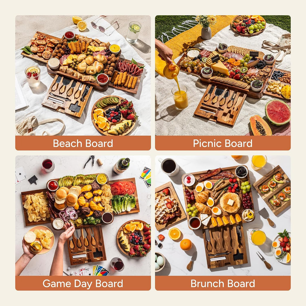 SMIRLY Charcuterie Boards Set, Large Cheese Board Set, Acacia