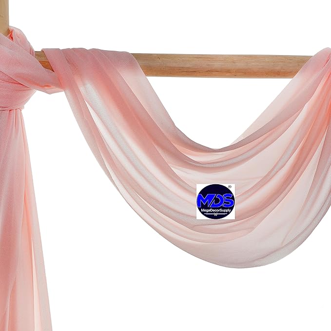 MDS Halloween Chiffon Draping Fabric - 2 Panel, 30" Wide x 50ft Long - Sheer Spooky Arbor & Canopy Drapery for Haunted House Backdrops, Party Ceilings, DIY Costumes & Themed Events - Dusty Rose (Pack of 2)