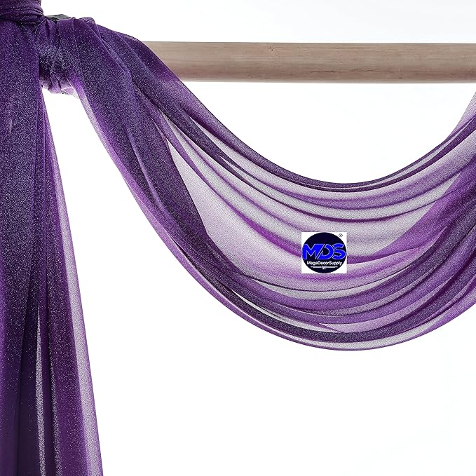 MDS Halloween Chiffon Draping Fabric - 2 Panel, 30" Wide x 50ft Long - Sheer Spooky Arbor & Canopy Drapery for Haunted House Backdrops, Party Ceilings, DIY Costumes & Themed Events - Cadbury Purple (Pack of 2)
