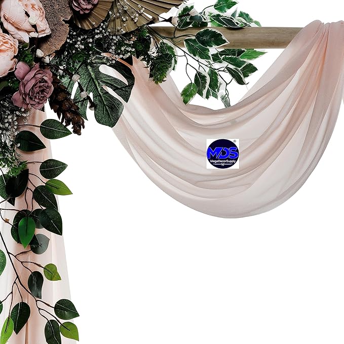 MDS Halloween Chiffon Draping Fabric - 2 Panel, 30" Wide x 40ft Long - Sheer Spooky Arbor & Canopy Drapery for Haunted House Backdrops, Party Ceilings, DIY Costumes & Themed Events - Nude (Pack of 2)