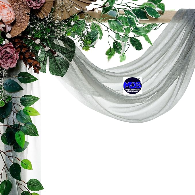 MDS Halloween Chiffon Draping Fabric - 2 Panel, 30" Wide x 40ft Long - Sheer Spooky Arbor & Canopy Drapery for Haunted House Backdrops, Party Ceilings, DIY Costumes & Themed Events - Gray (Pack of 2)