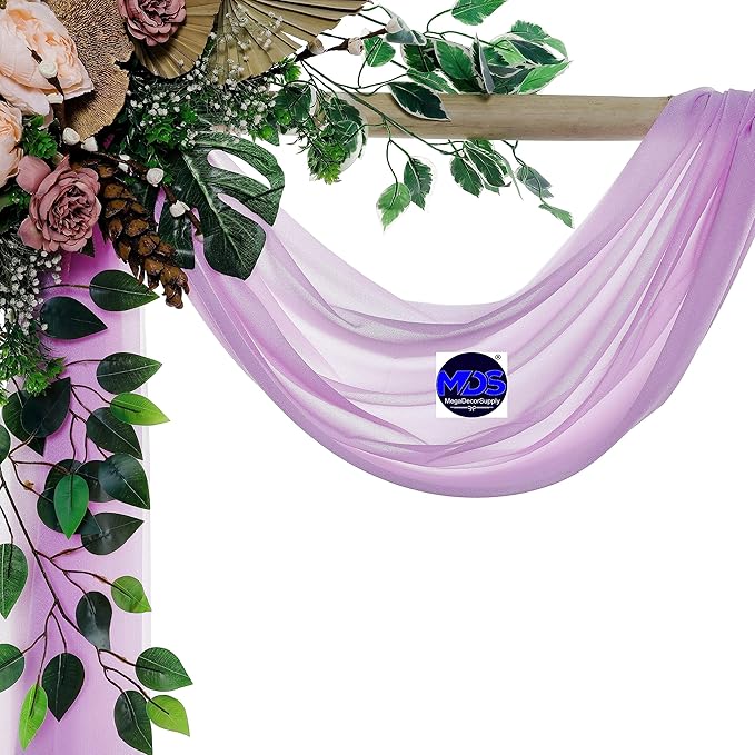 MDS Halloween Chiffon Draping Fabric - 2 Panel, 30" Wide x 40ft Long - Sheer Spooky Arbor & Canopy Drapery for Haunted House Backdrops, Party Ceilings, DIY Costumes & Themed Events - Orchid (Pack of 2)