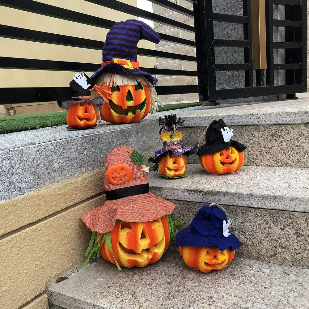 JOYIN 6 Pcs Light Up Pumpkins Halloween Decorations Outdoor Indoor Jack O Lan...