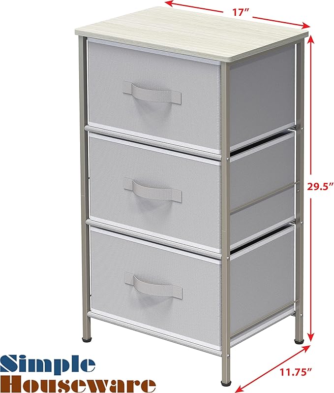 Simple Houseware 3 Drawer Nightstand Dresser