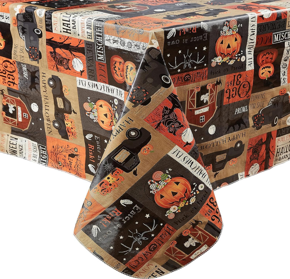 Newbridge Halloween Rustic Spooky Farm 60 x 120 Inch Rectangle Vinyl Tableclo...