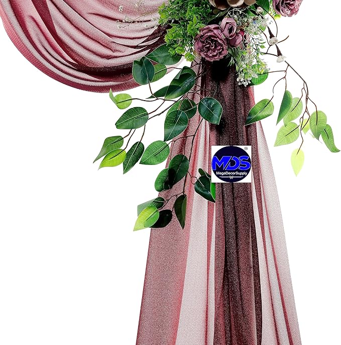 MDS Halloween Chiffon Draping Fabric - 2 Panel, 30" Wide x 30ft Long - Sheer Spooky Arbor & Canopy Drapery for Haunted House Backdrops, Party Ceilings, DIY Costumes & Themed Events - Burgundy (Pack of 2)