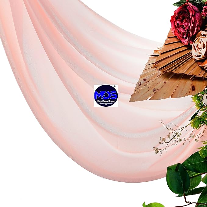 MDS Halloween Chiffon Draping Fabric - 2 Panel, 30" Wide x 40ft Long - Sheer Spooky Arbor & Canopy Drapery for Haunted House Backdrops, Party Ceilings, DIY Costumes & Themed Events - Dusty Rose (Pack of 2)
