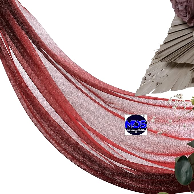 MDS Halloween Chiffon Draping Fabric - 2 Panel, 30" Wide x 30ft Long - Sheer Spooky Arbor & Canopy Drapery for Haunted House Backdrops, Party Ceilings, DIY Costumes & Themed Events - Apple Red (Pack of 2)