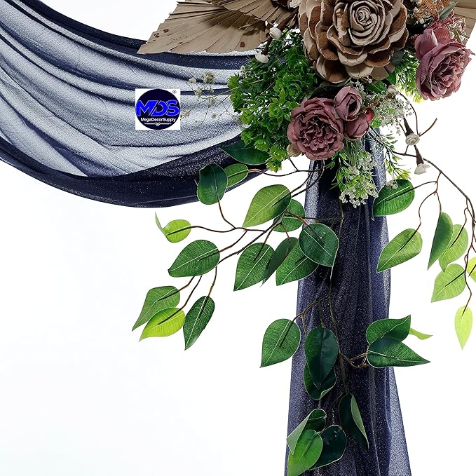 MDS Halloween Chiffon Draping Fabric - 2 Panel, 30" Wide x 50ft Long - Sheer Spooky Arbor & Canopy Drapery for Haunted House Backdrops, Party Ceilings, DIY Costumes & Themed Events - Navy Blue (Pack of 2)
