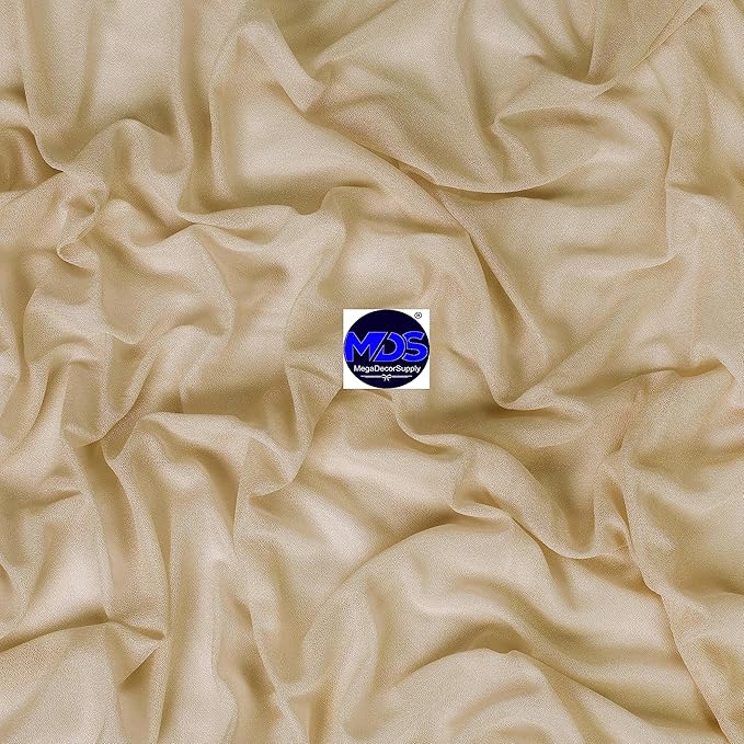 MDS Halloween Chiffon Draping Fabric - 2 Panel, 30" Wide x 30ft Long - Sheer Spooky Arbor & Canopy Drapery for Haunted House Backdrops, Party Ceilings, DIY Costumes & Themed Events - Champagne Gold (Pack of 2)